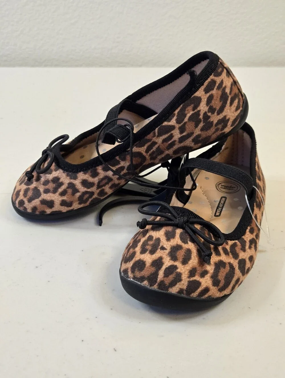NWoT Wonder Nation Leopard Print Mary Jane Ballet Flats Brown Black Kids Size 7